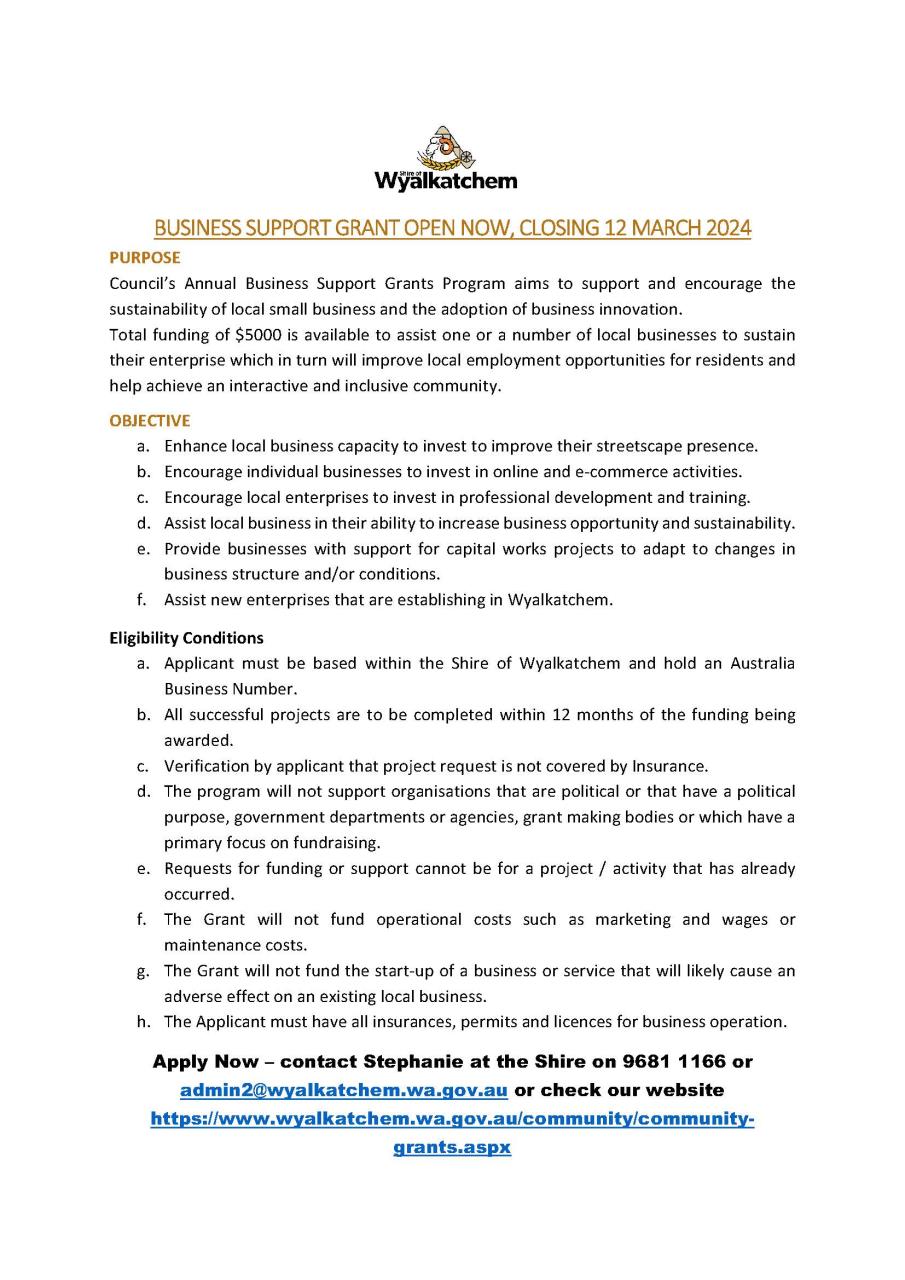 SHIRE BUSINESS SUPPORT GRANT OPEN